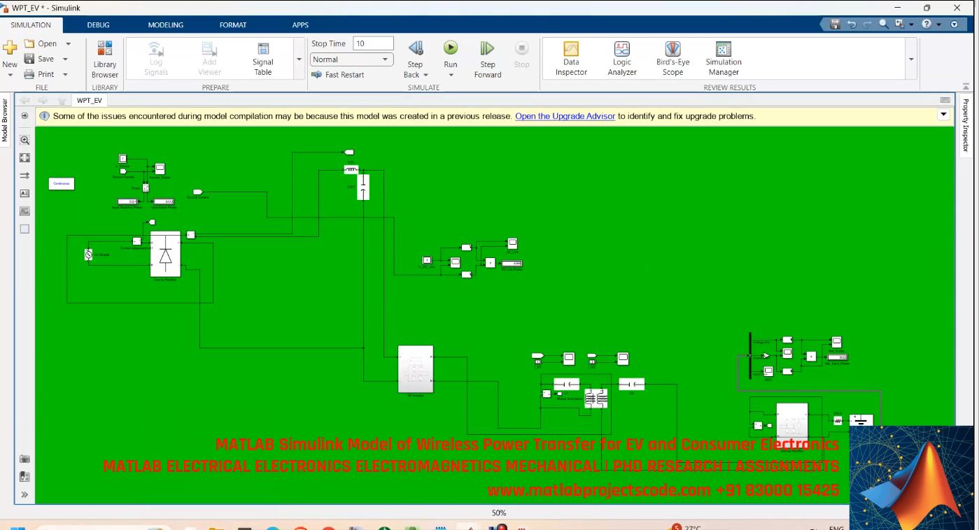 MATLAB Simulink Model of Wireless Power Transfer for EV and Consumer Electronics